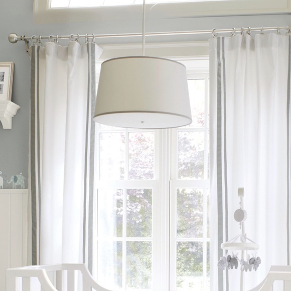 Pottery Barn White/Gray Drum Flush Mount Light - Picture 3 of 4